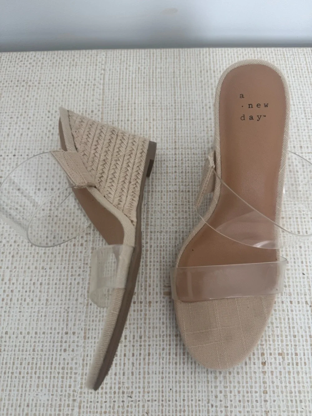 A New Day “Tami” Clear Espadrille Wedge Sandals